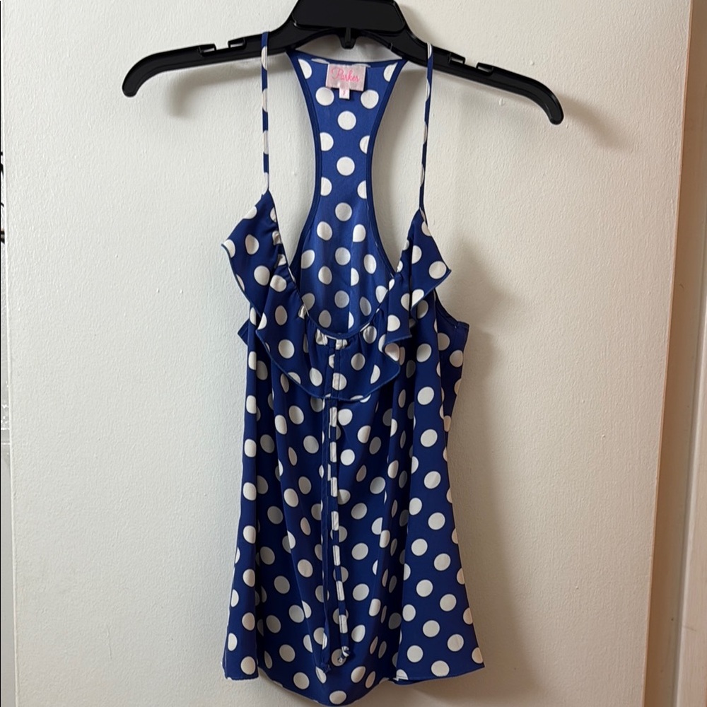 Blue Polka Dot Sleeveless Top